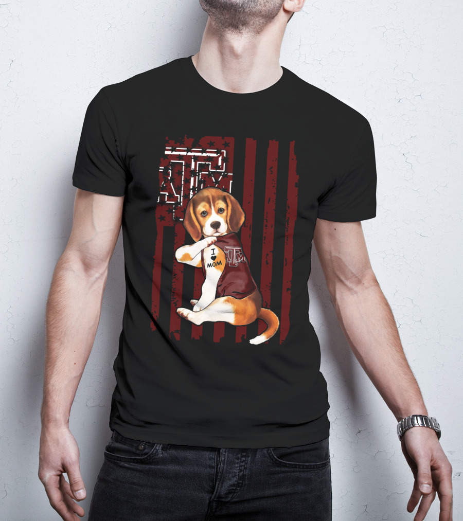 Texas A&M Aggies Beagle I Love Mom T-Shirt