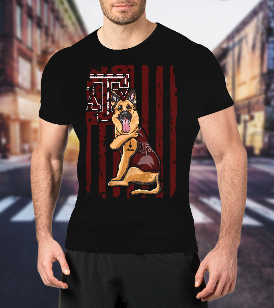 German Shepherd Texas A&M Aggies I Love Mom T-Shirt
