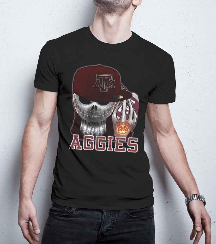 Jackskull Texas A&M Aggies Halloween Football T-Shirt