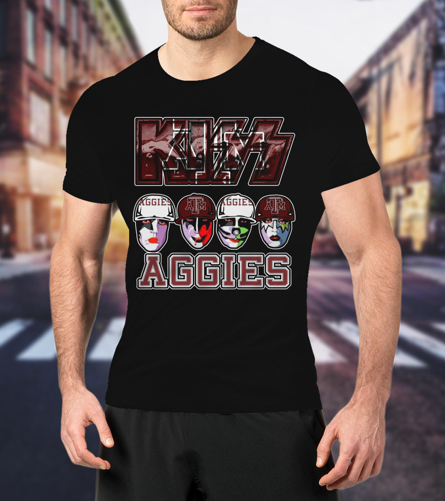 Kiss Texas A&M Aggies Face Paint And Caps T-Shirt