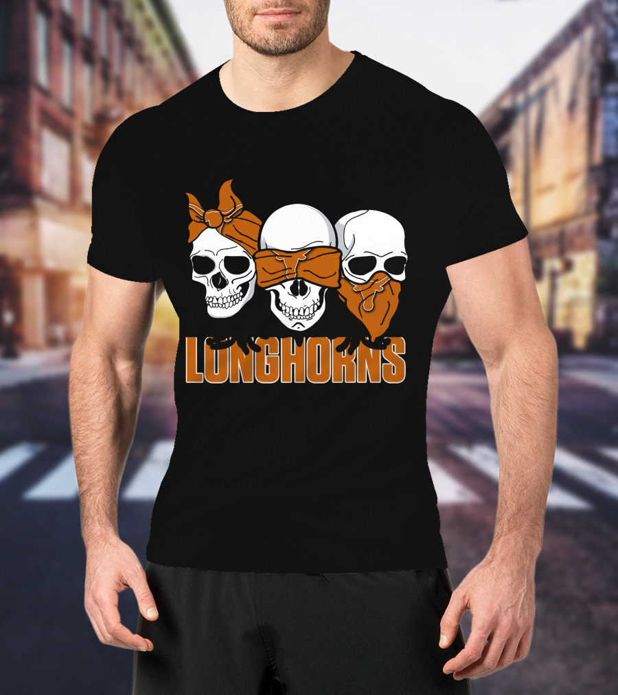 3 Skull Longhorns Bandana Trio T-Shirt