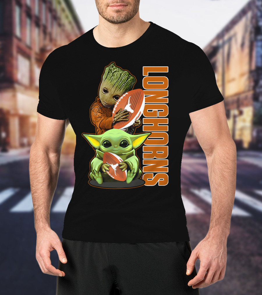 Grzd Texas Longhorns Football Grogu Groot T-Shirt