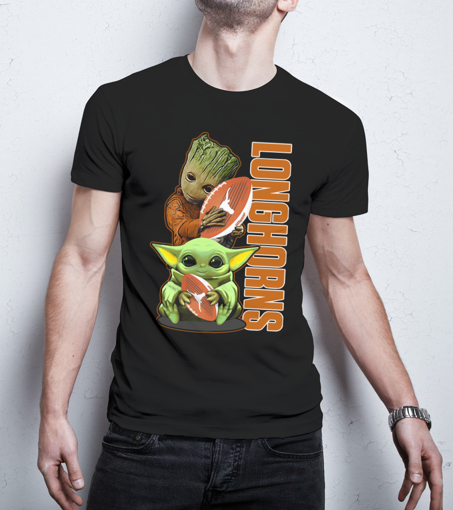 Grzd Texas Longhorns Football Grogu Groot T-Shirt