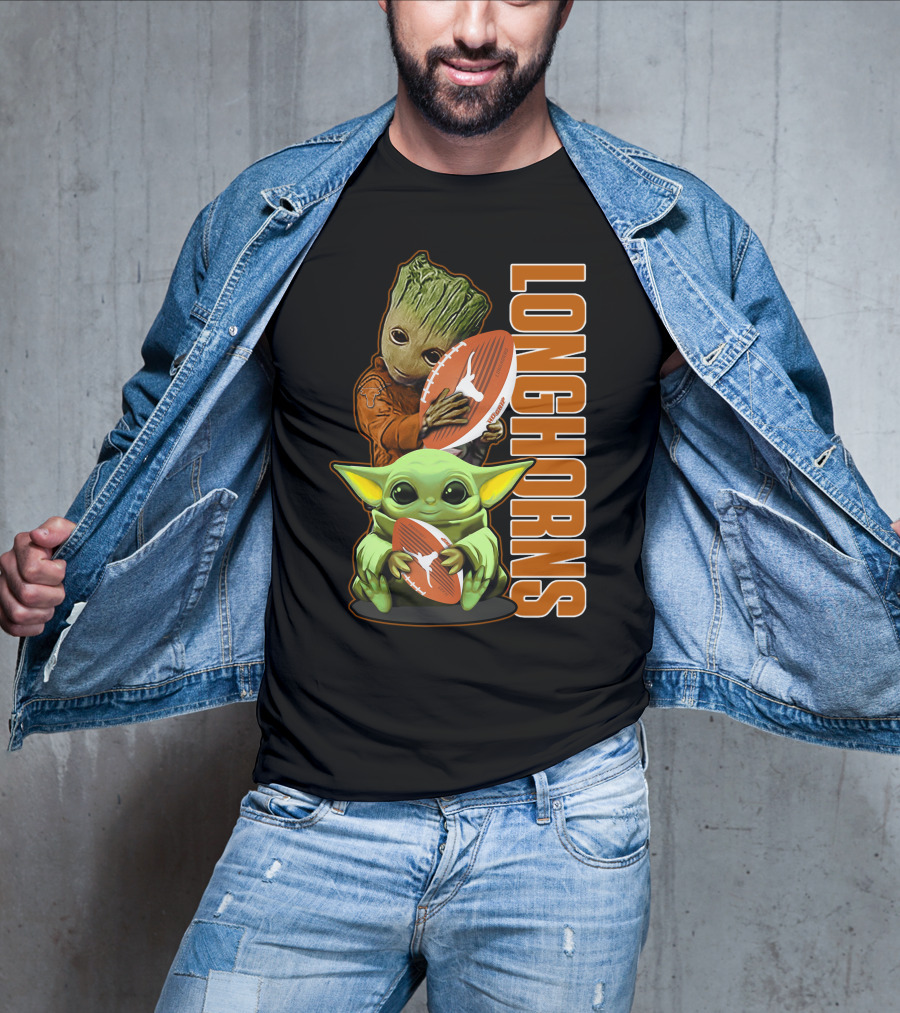 Grzd Texas Longhorns Football Grogu Groot T-Shirt