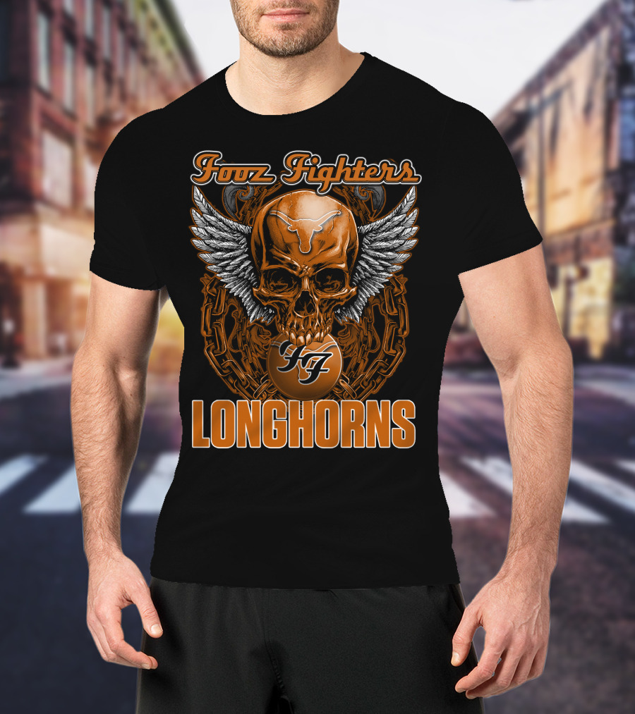 Foo Fighters Longhorns Texas Skull Wings T-Shirt
