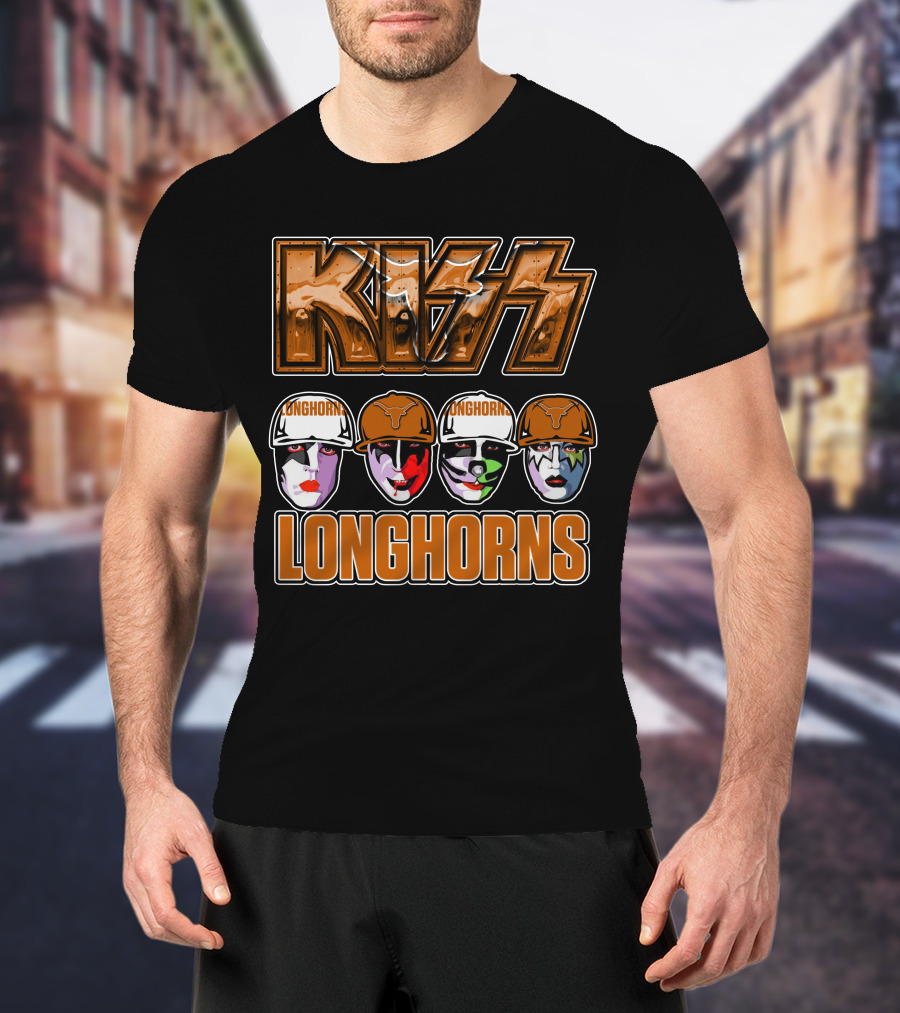 KISS Longhorns Texas Band-Themed NCAA Collaboration T-Shirt