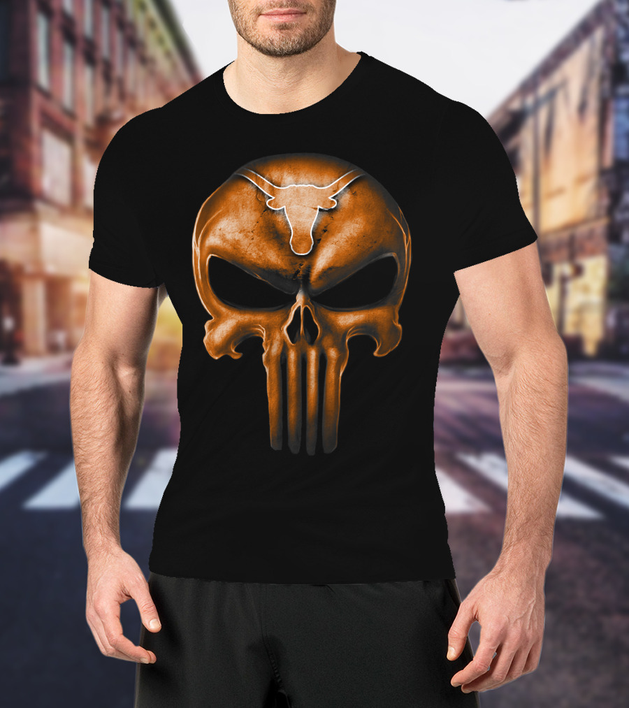 Texas Longhorns Punisher Skull T-Shirt