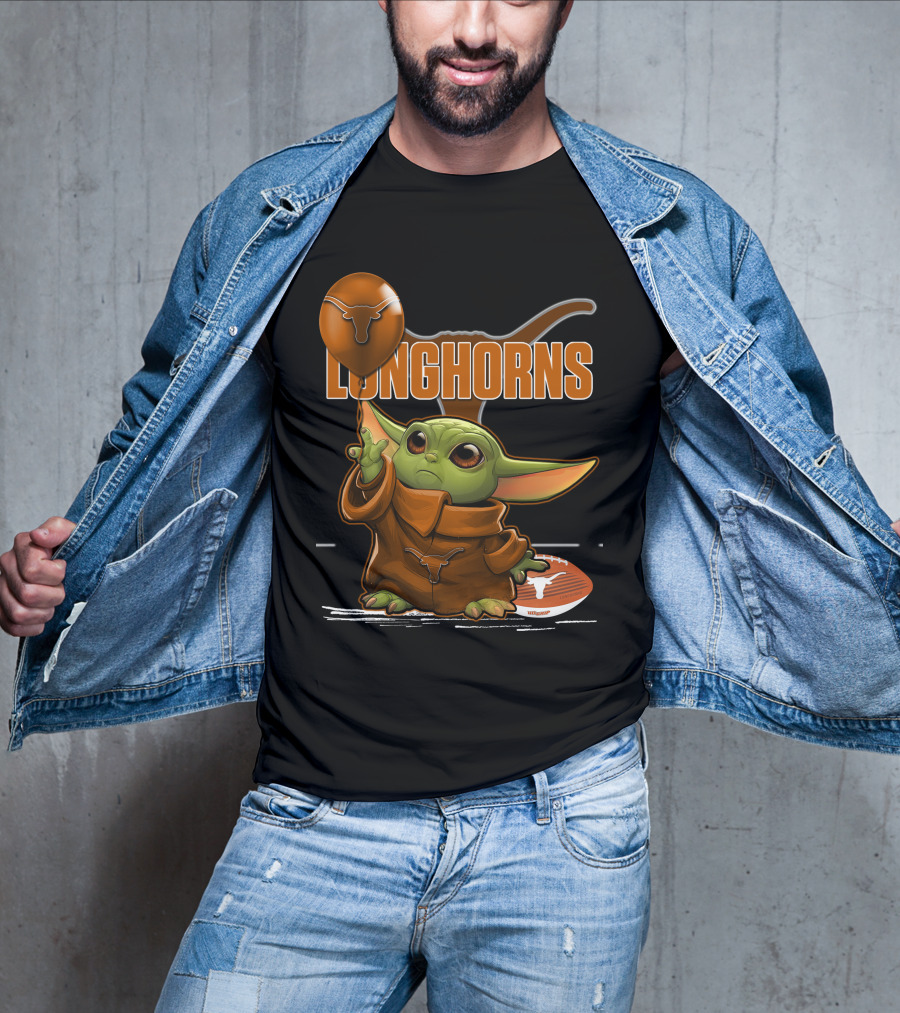 Yoda Longhorns Football Ball Texas T-Shirt