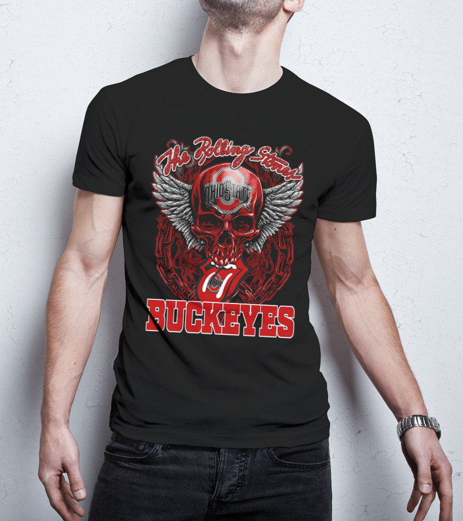 The Rolling Stones Ohio State Buckeyes Skull With Wings And Tongue T-Shirt