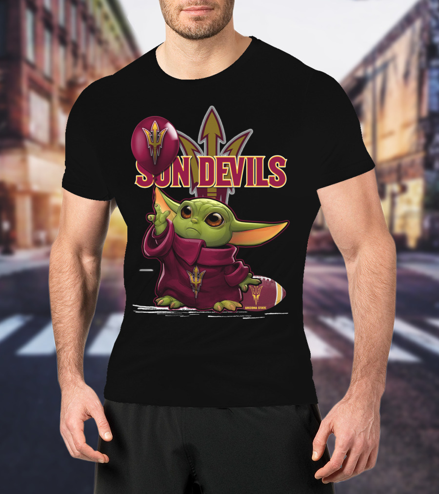 Yoda Arizona State Sun Devils Balloon And Football T-Shirt