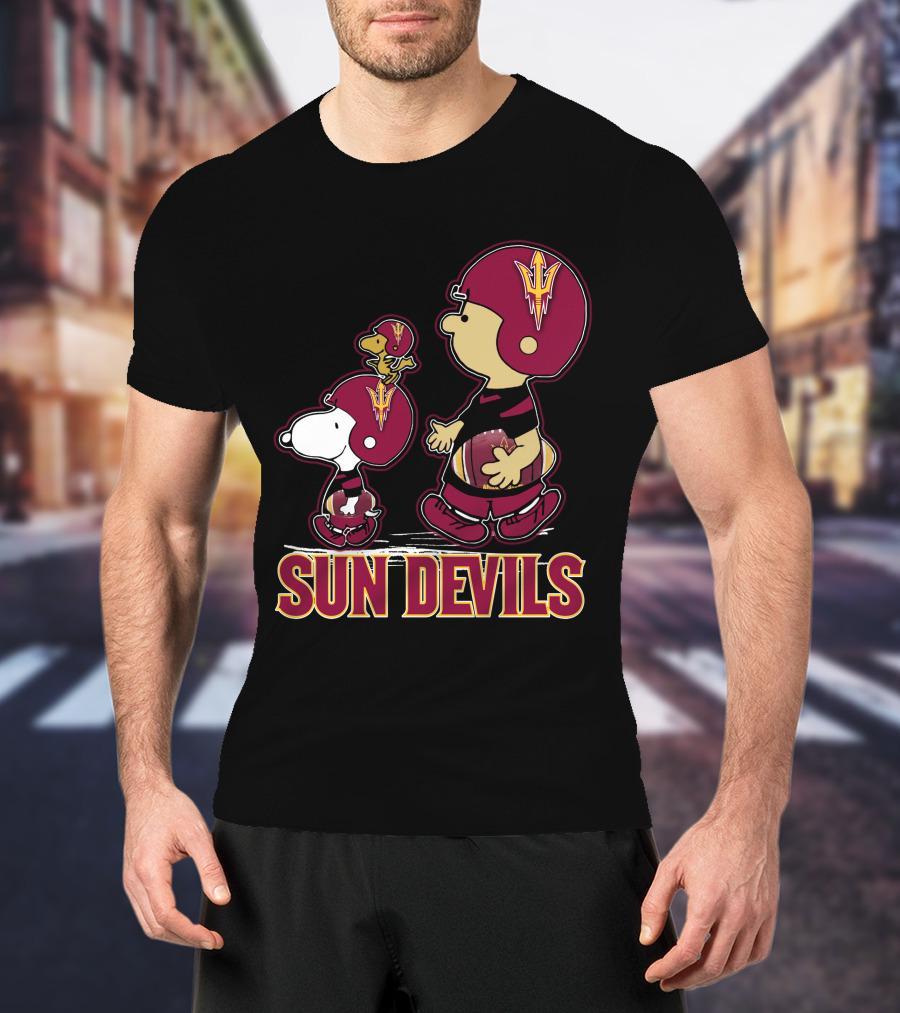 Snpfootball Sun Devils Arizona Peanuts Crossover Football Theme T-Shirt