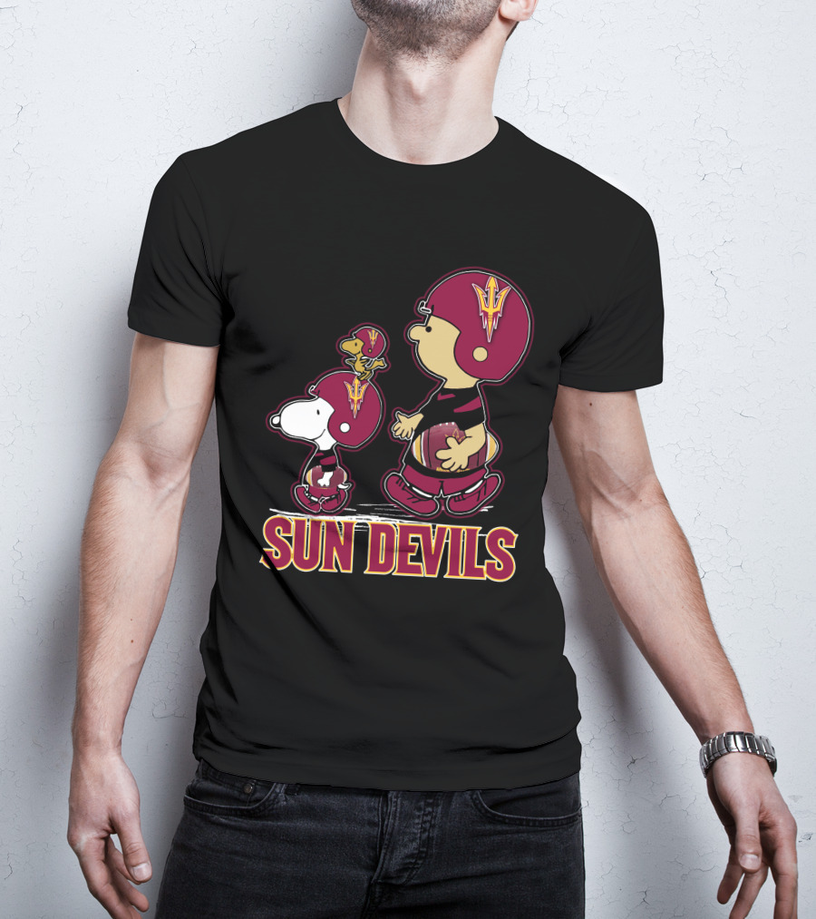 Snpfootball Sun Devils Arizona Peanuts Crossover Football Theme T-Shirt