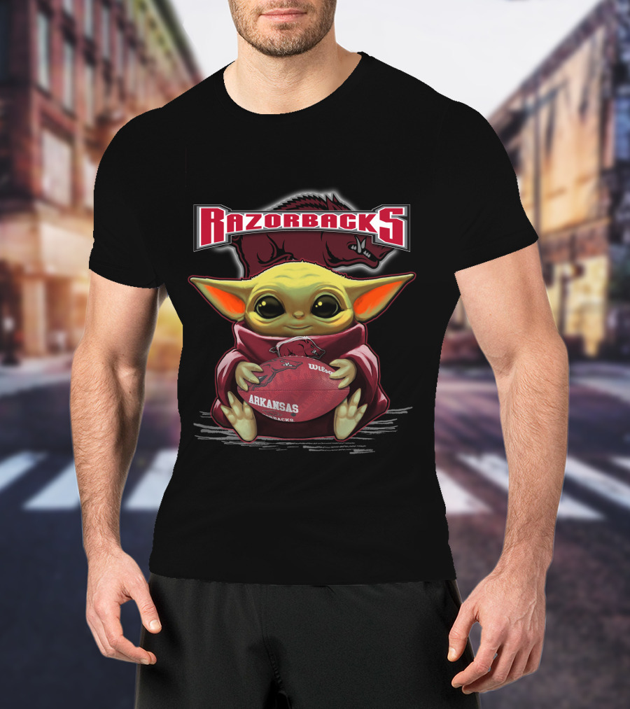 Razorbacks Arkansas Yoda Football T-Shirt