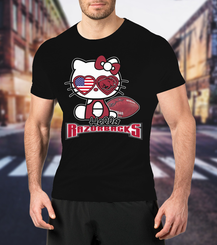 Hello Kitty Arkansas Razorbacks Football Fan T-Shirt
