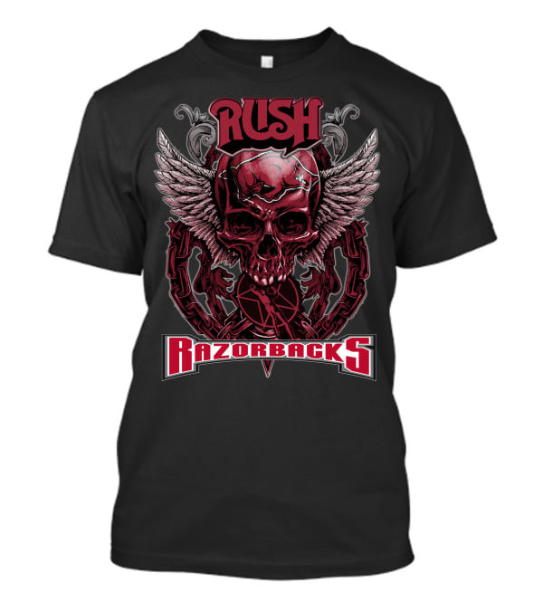 Rush Razorbacks Skull Wings Chain T-Shirt