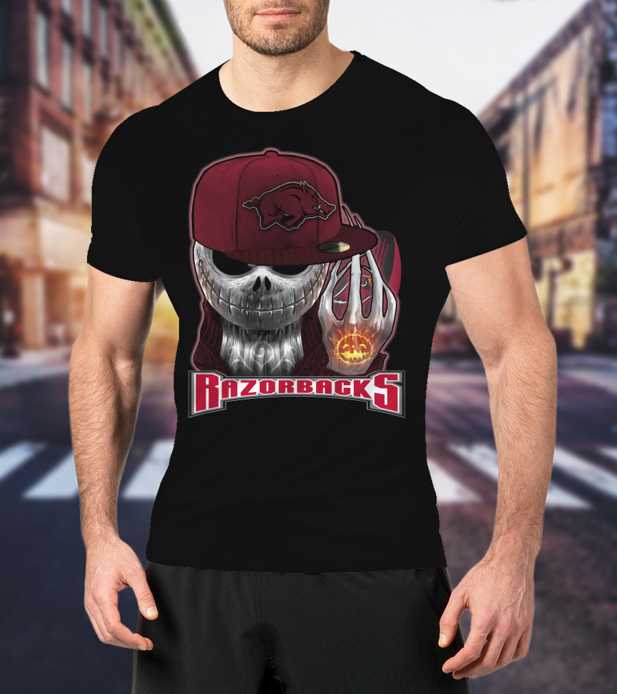 Jackskull Razorbacks Halloween Arkansas T-Shirt