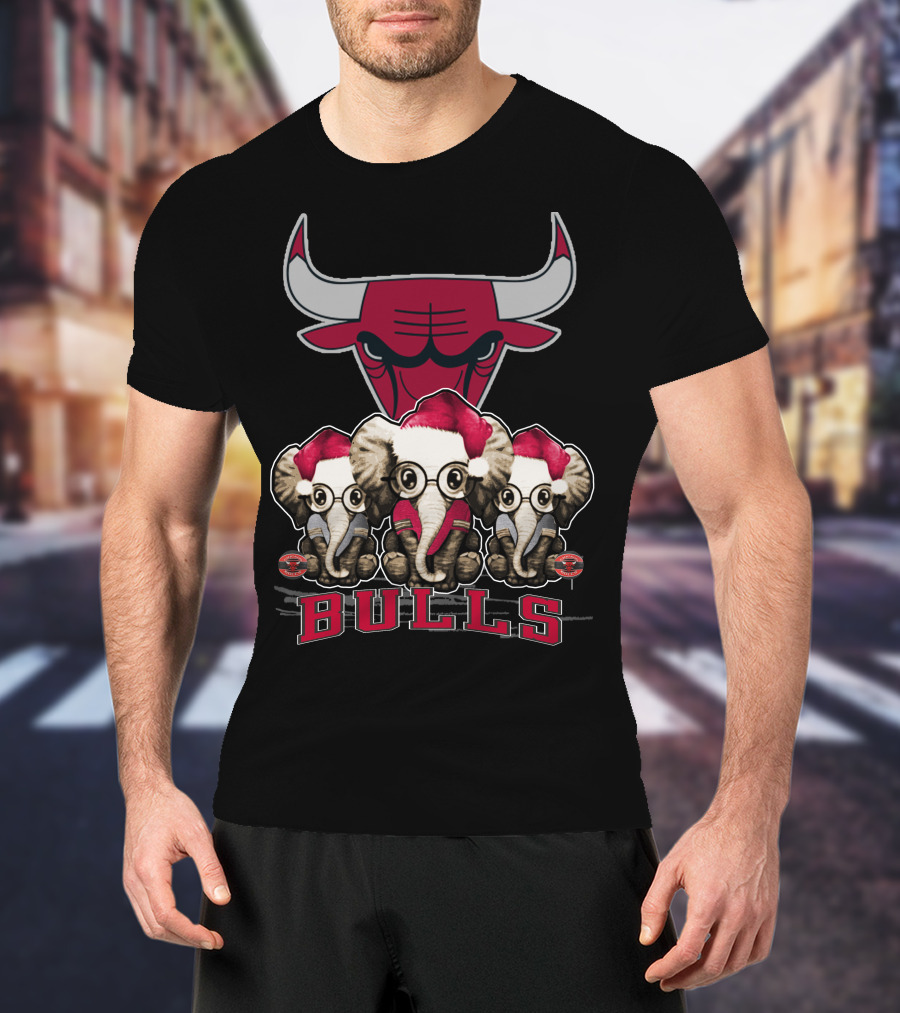 Elephant Christmas Chicago Bulls Holiday Trio T-Shirt
