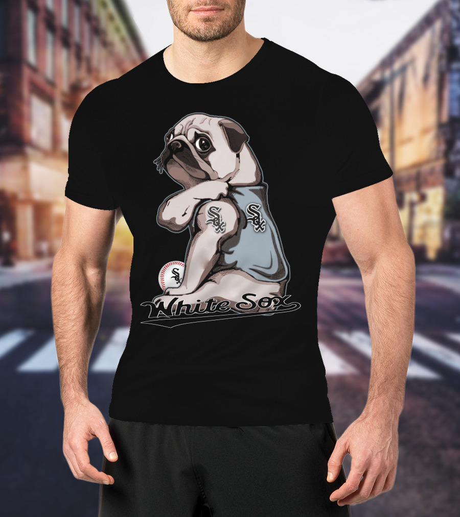 Pug White Sox Baseball Team Fan T-Shirt