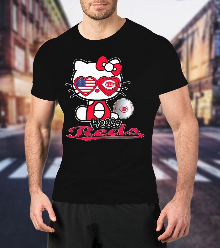 Hello Kitty Reds Cincinnati Baseball America T-Shirt