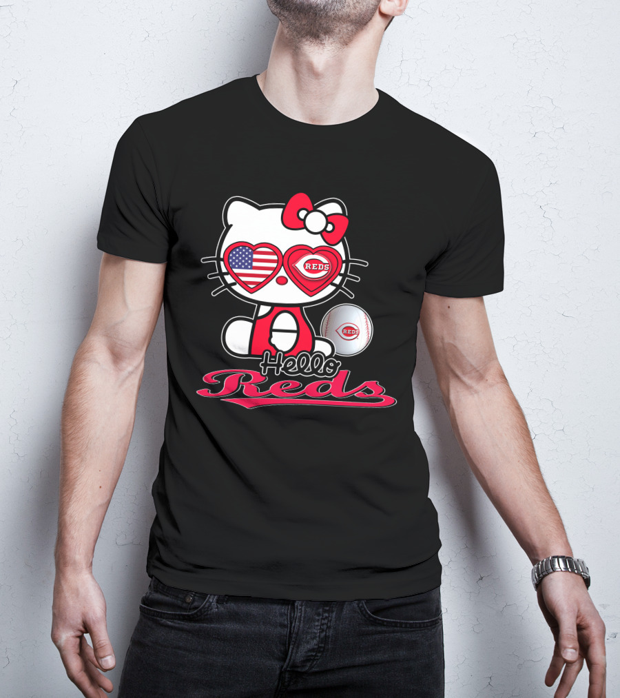 Hello Kitty Reds Cincinnati Baseball America T-Shirt
