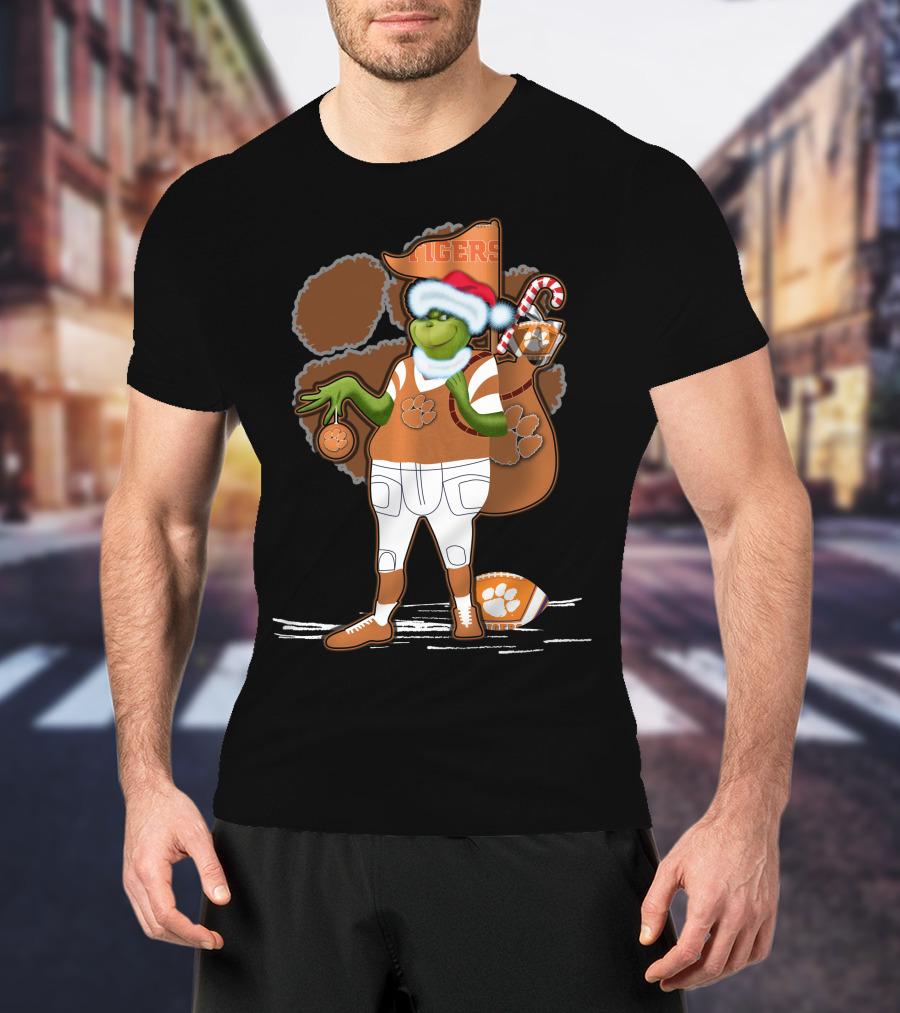 Grinchxmas Clemson Tigers Holiday Spirit Football Fandom T-Shirt