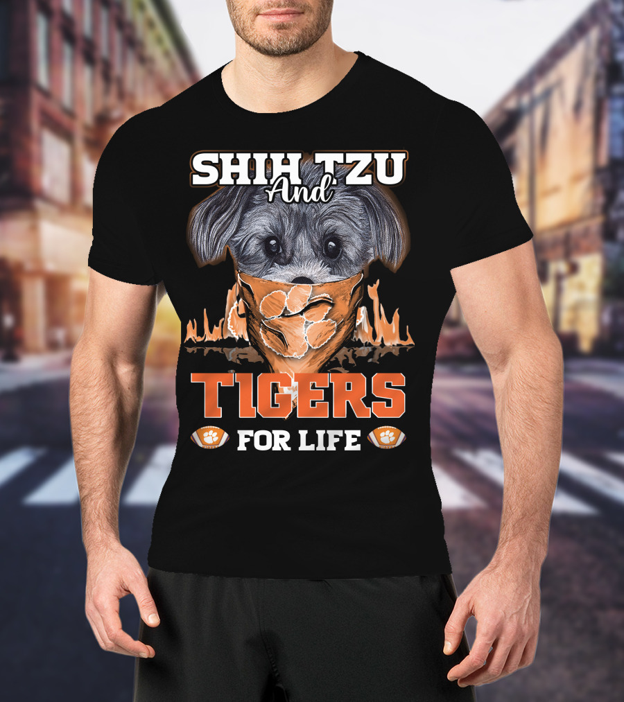 Shih Tzu And Clemson Tigers For Life T-Shirt