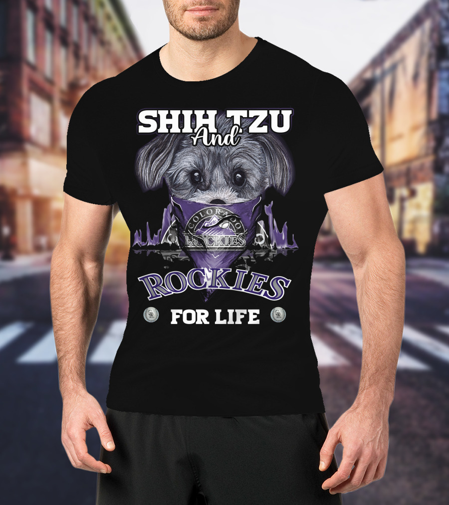 Shih Tzu And Colorado Rockies For Life T-Shirt