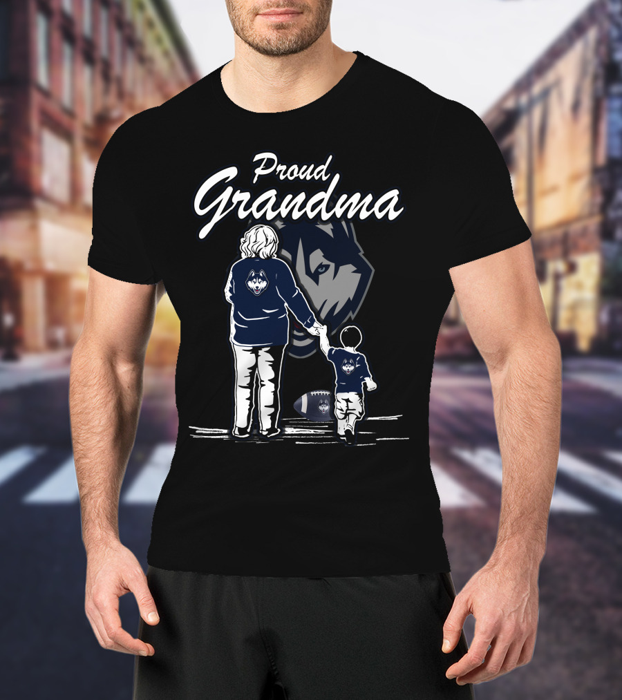 Proud Grandma Connecticut Huskies Football Family Moment T-Shirt
