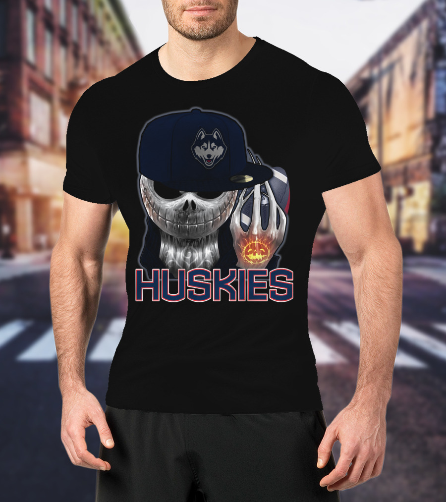 Jackskull Huskies Basketball Halloween Huskies T-Shirt