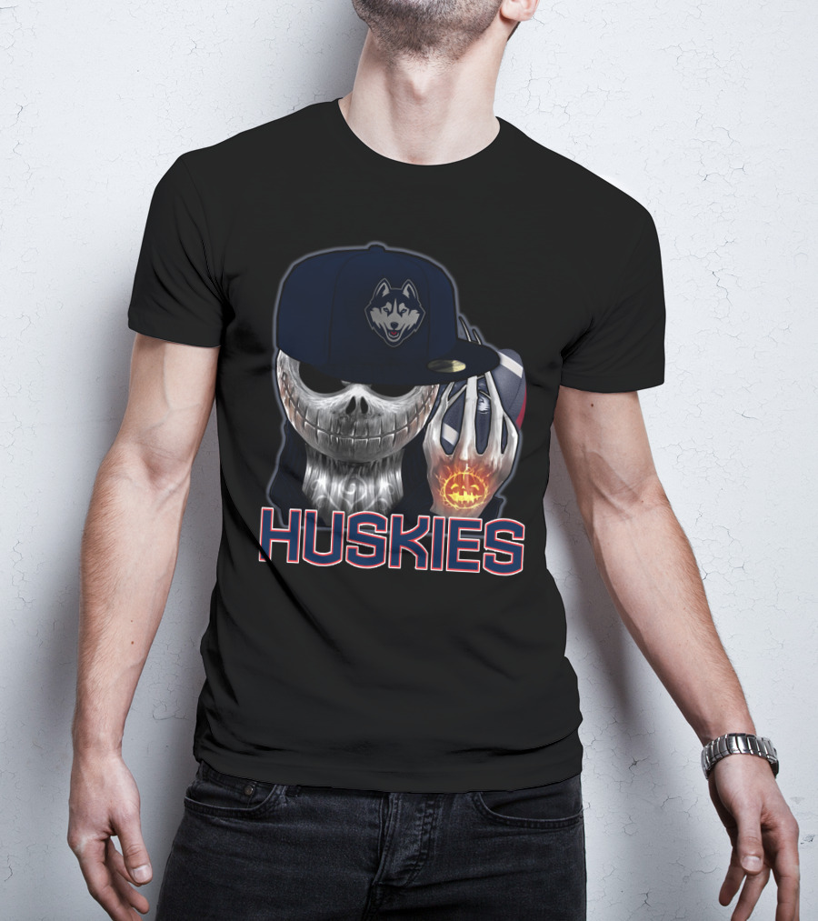 Jackskull Huskies Basketball Halloween Huskies T-Shirt