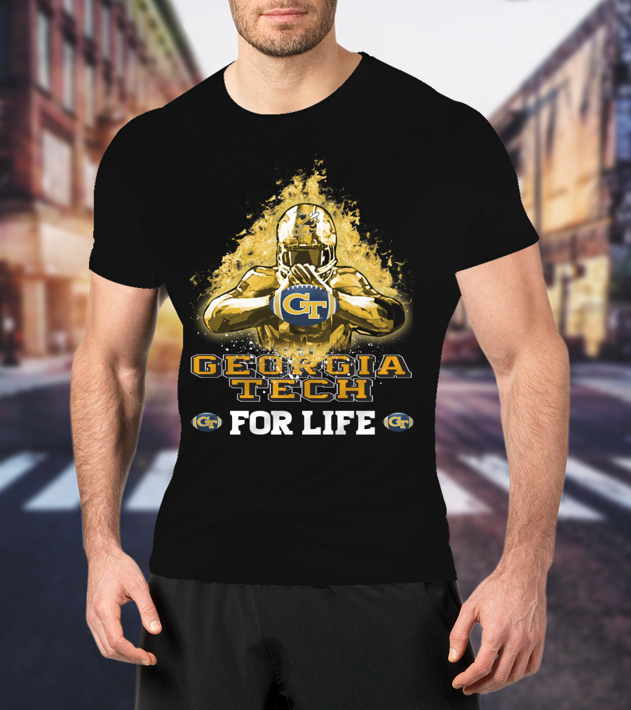 Georgia Tech GT Yellow Jackets Football Helmet For Life T-Shirt