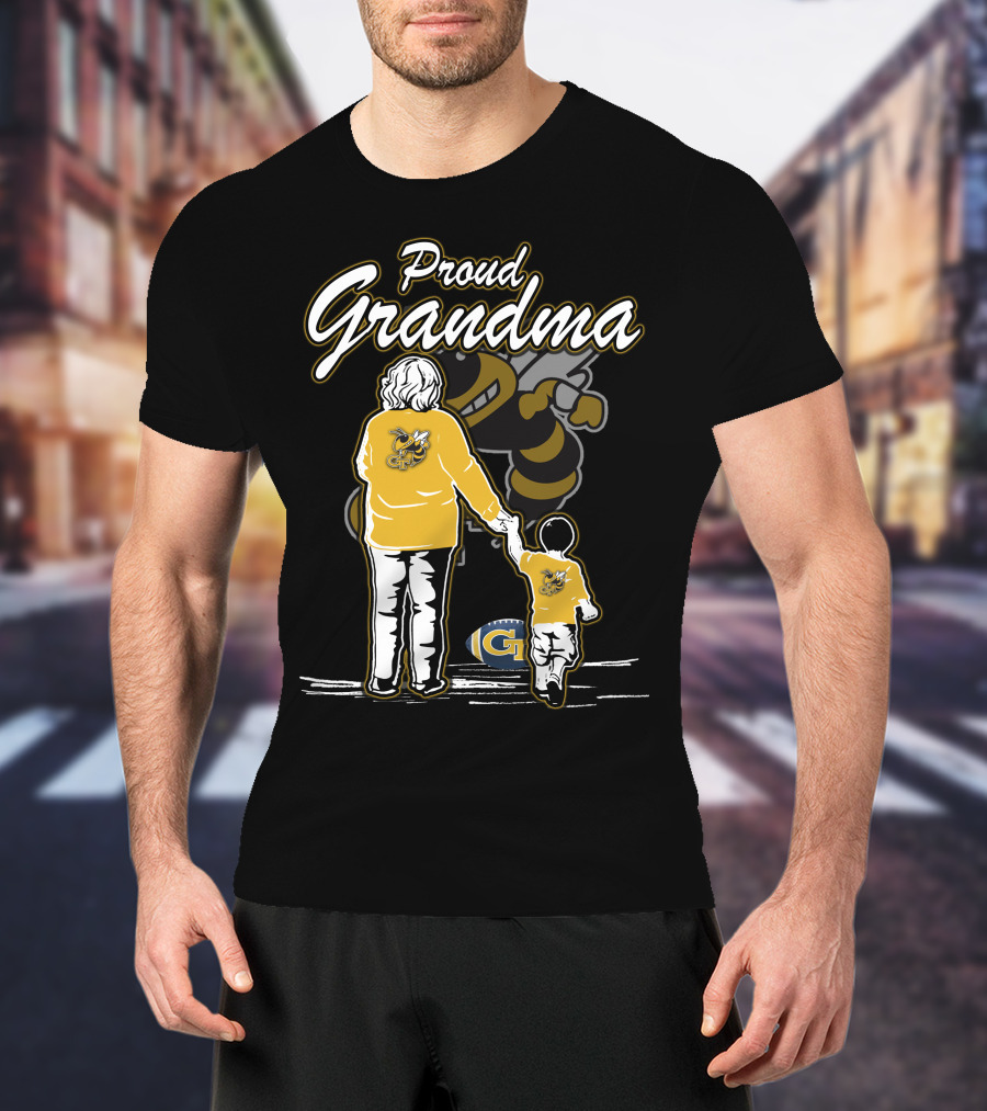Proud Grandma Georgia Tech Yellow Jackets Buzz Football T-Shirt