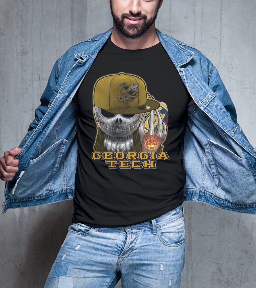 Jackskull Georgia Tech Yellow Jackets Skeleton Skull Halloween T-Shirt