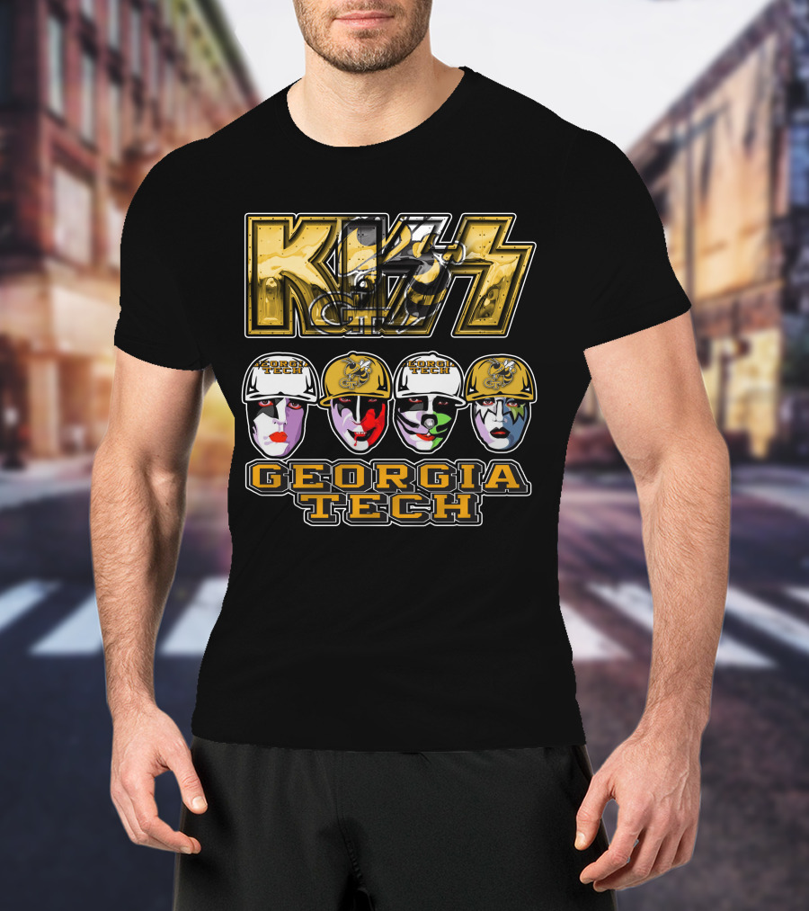 Kiss Georgia Tech Yellow Jackets Faces T-Shirt