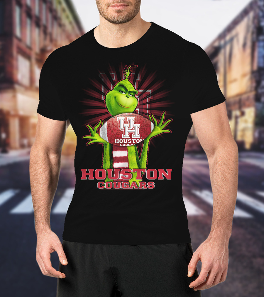 Grinch Holding Football Houston Cougars UH T-Shirt