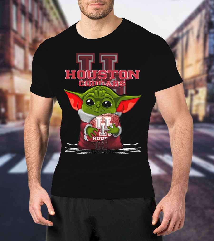 Houston Cougars Yoda Holding Football T-Shirt