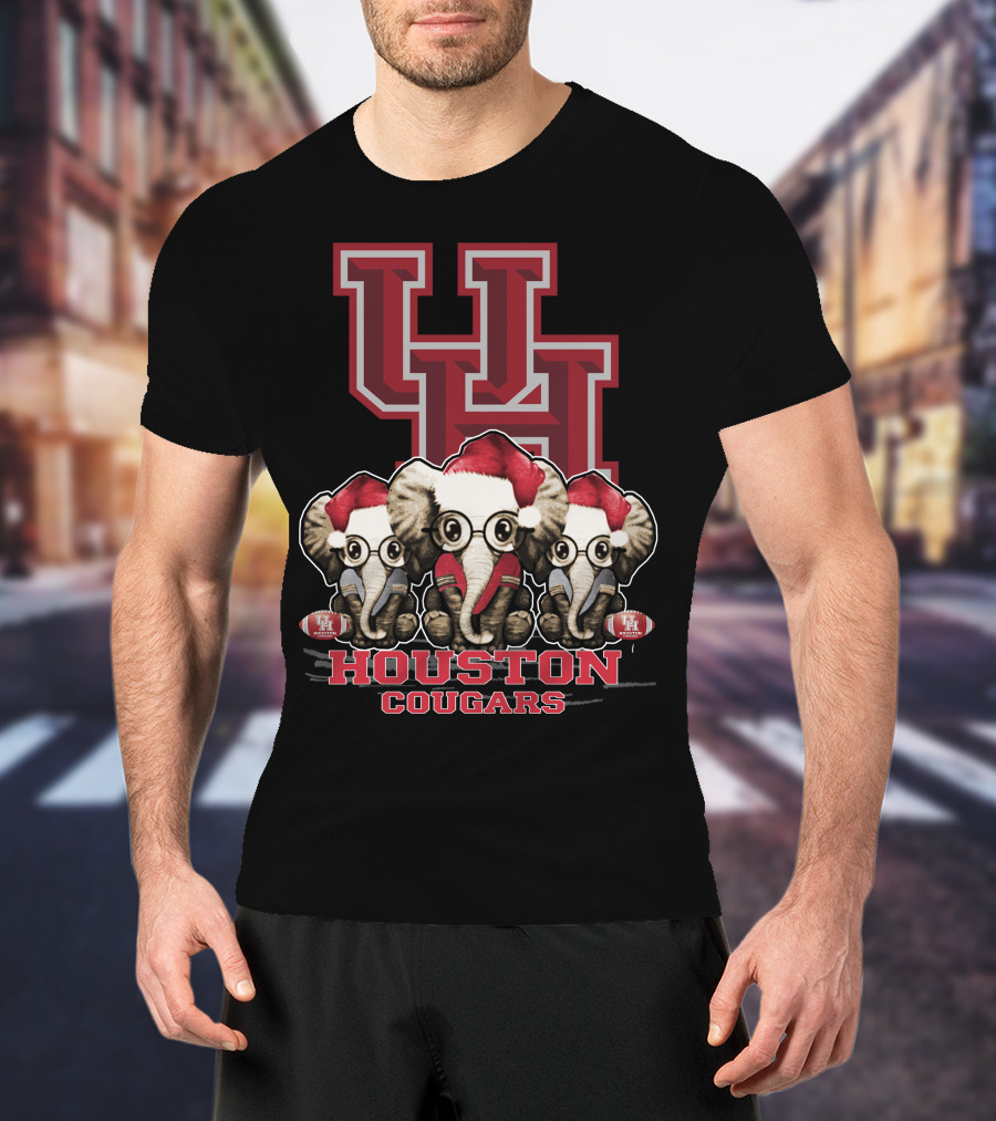 Houston Cougars Christmas Elephants T-Shirt
