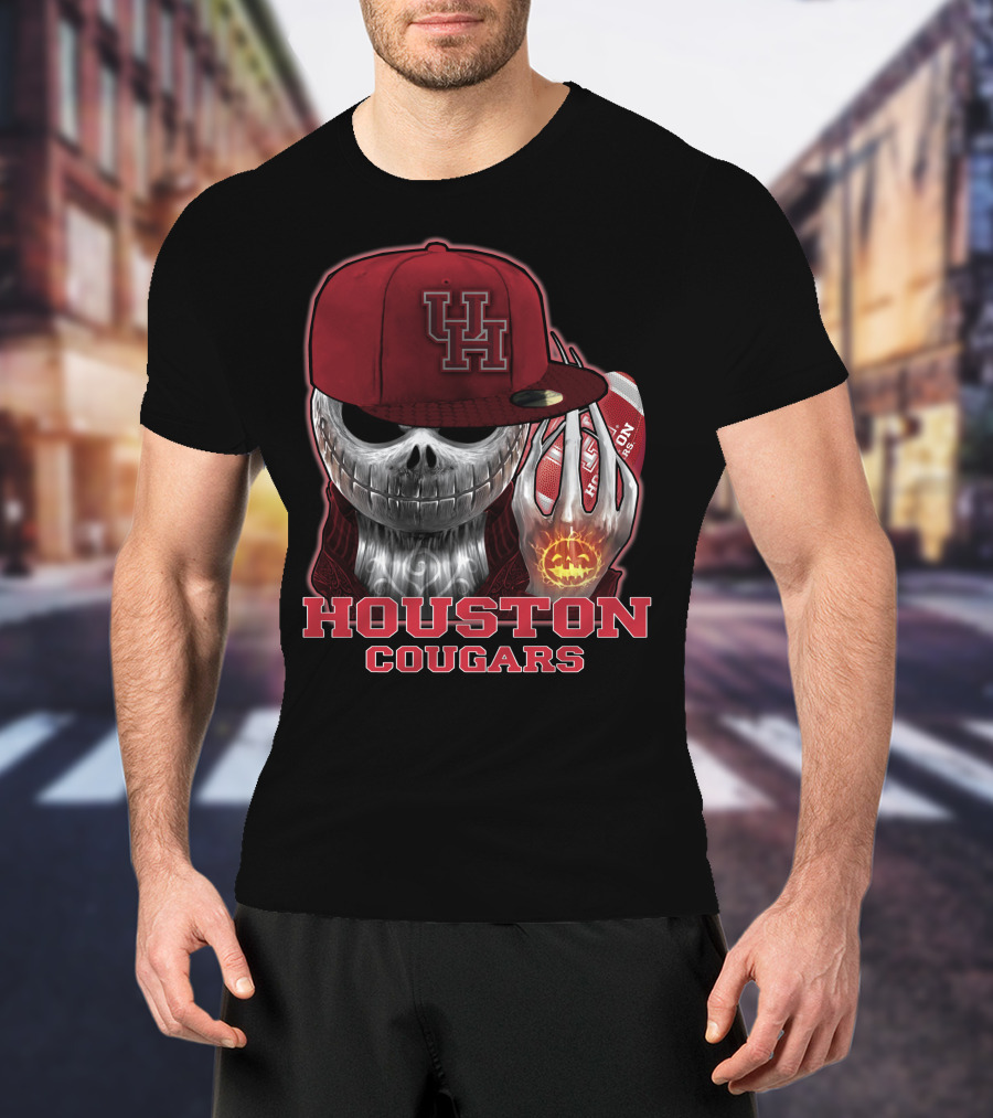 Houston Cougars Jackskull Halloween Spirit T-Shirt