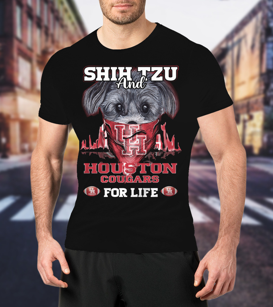 Shih Tzu And Houston Cougars For Life T-Shirt