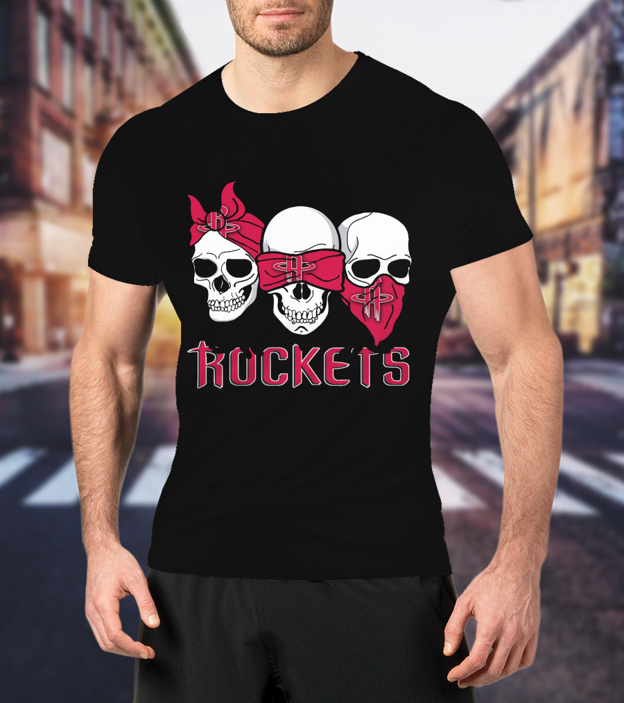 Houston Rockets Skull Trio With Bandanas T-Shirt