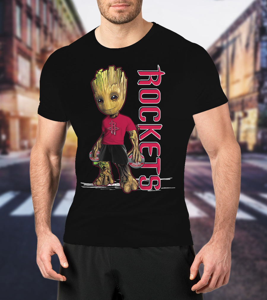 Groot Houston Rockets Basketball Character In Team Jersey T-Shirt