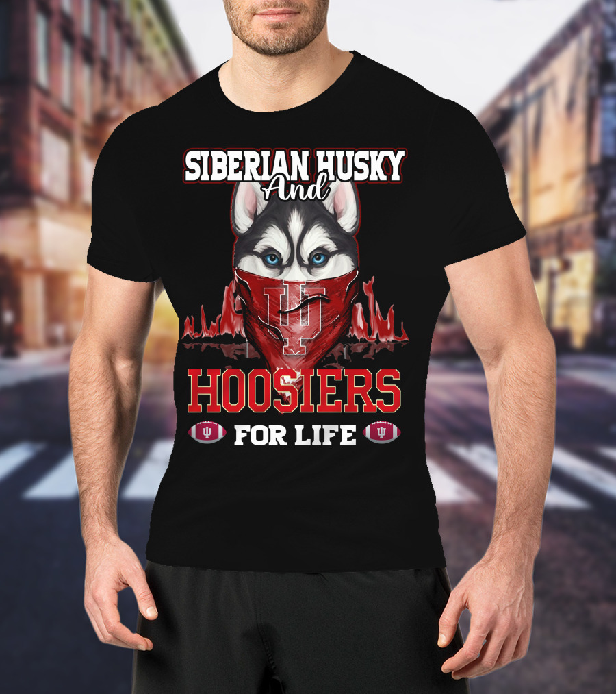 Siberian Husky And Indiana Hoosiers For Life T-Shirt