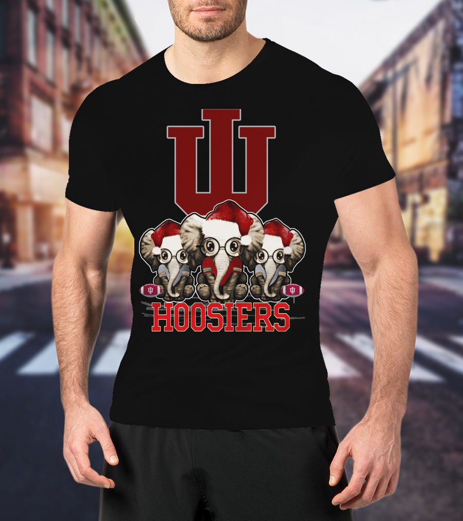 Indiana Hoosiers Santa Elephants Christmas T-Shirt