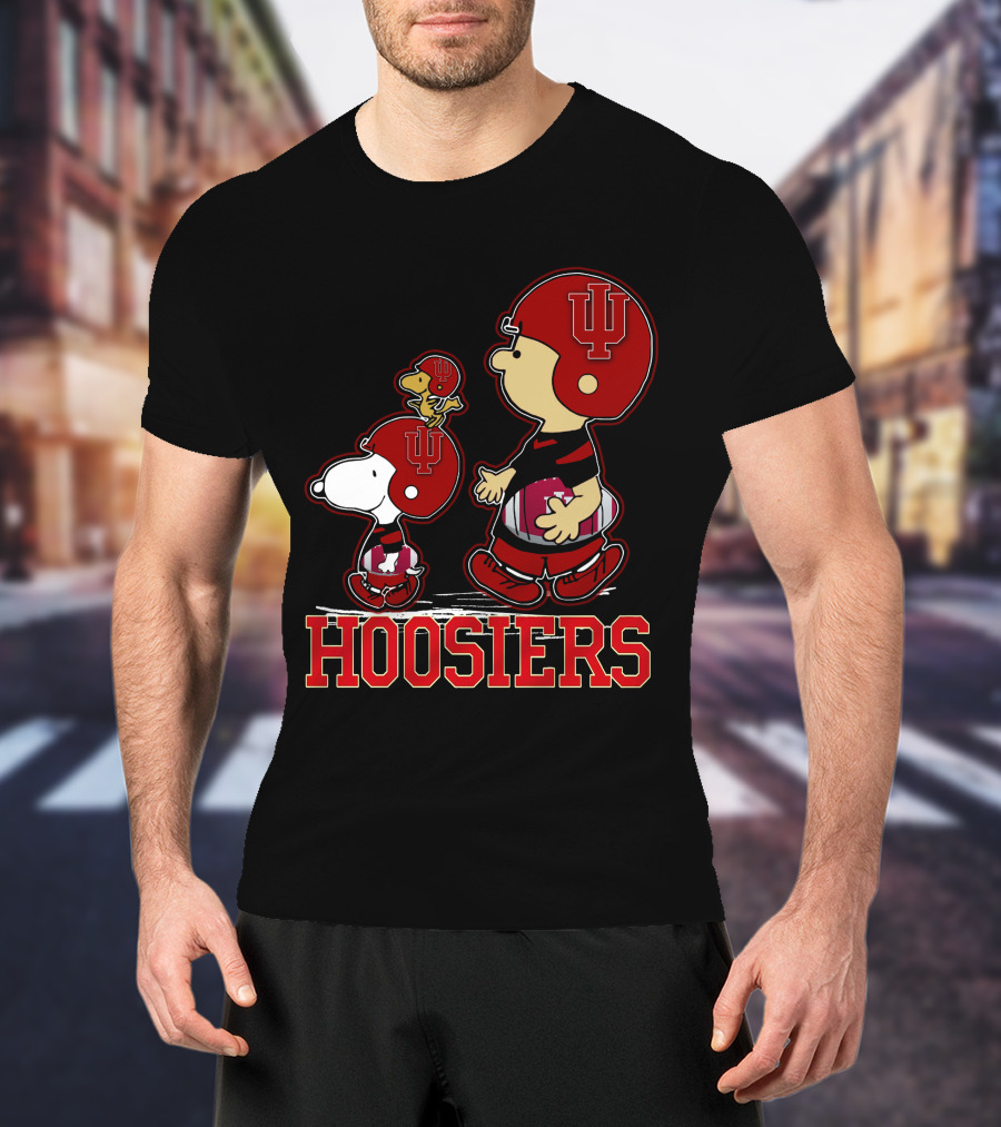 Snpfootball Indiana Hoosiers Peanuts Characters Iu Helmet T-Shirt