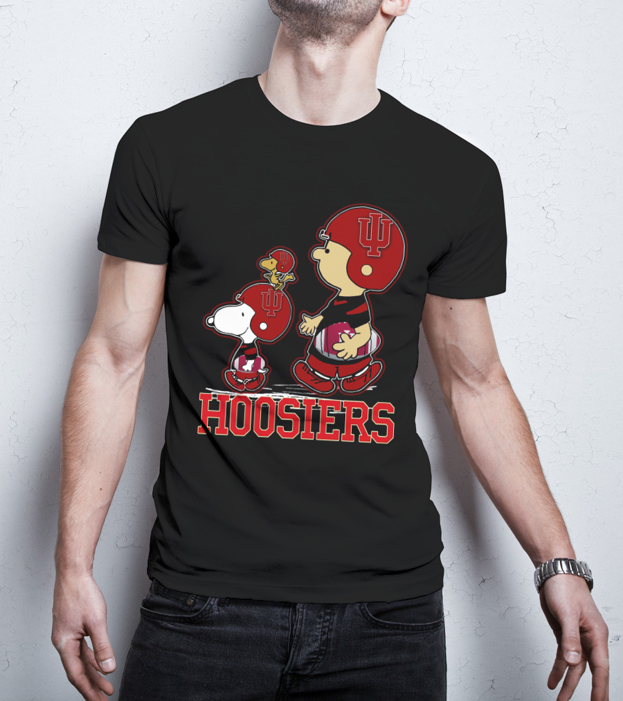 Snpfootball Indiana Hoosiers Peanuts Characters Iu Helmet T-Shirt