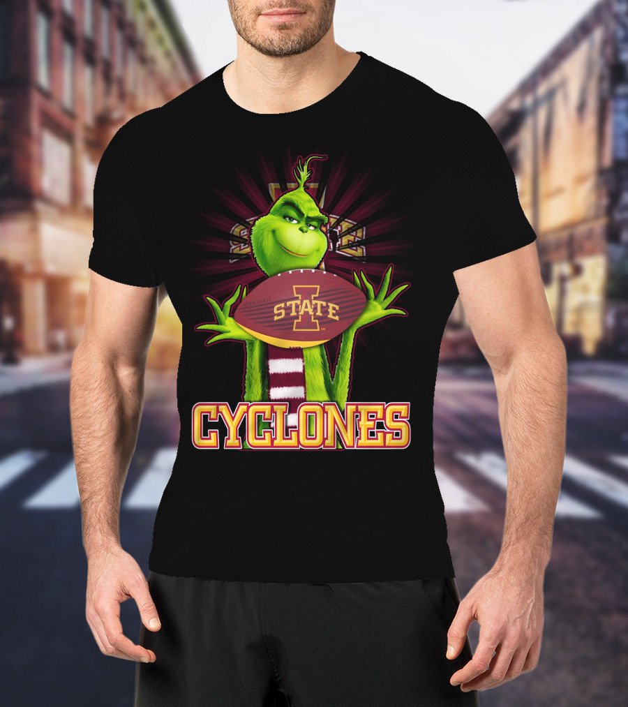 Grinch Holding Iowa State Cyclones Football T-Shirt