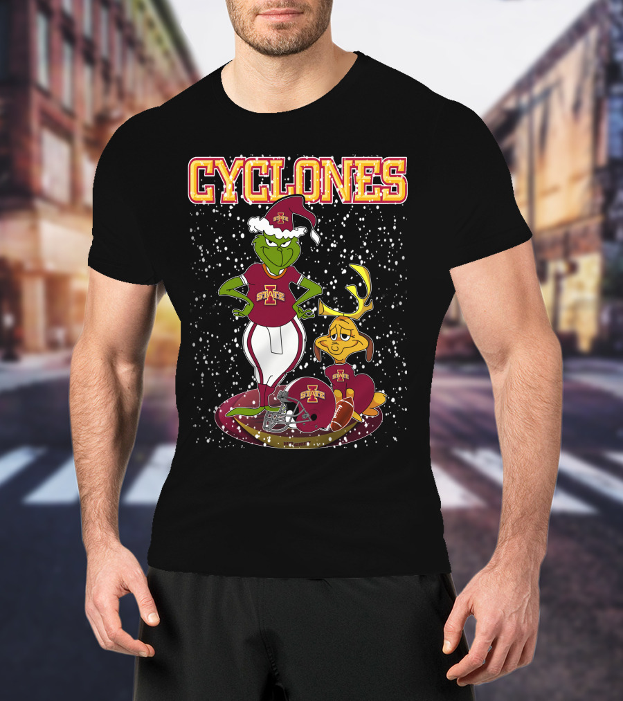 Grinchxmas Iowa State Cyclones Holiday Football T-Shirt