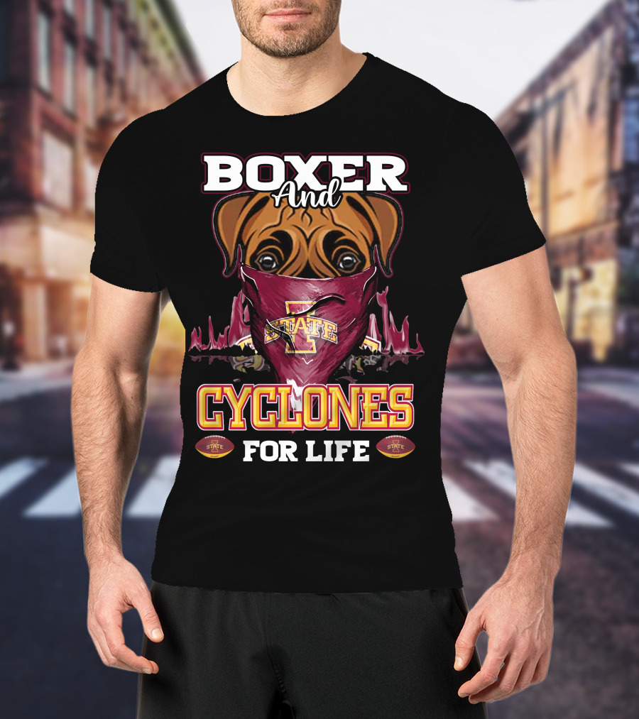 Boxer And Cyclones For Life Iowa State T-Shirt
