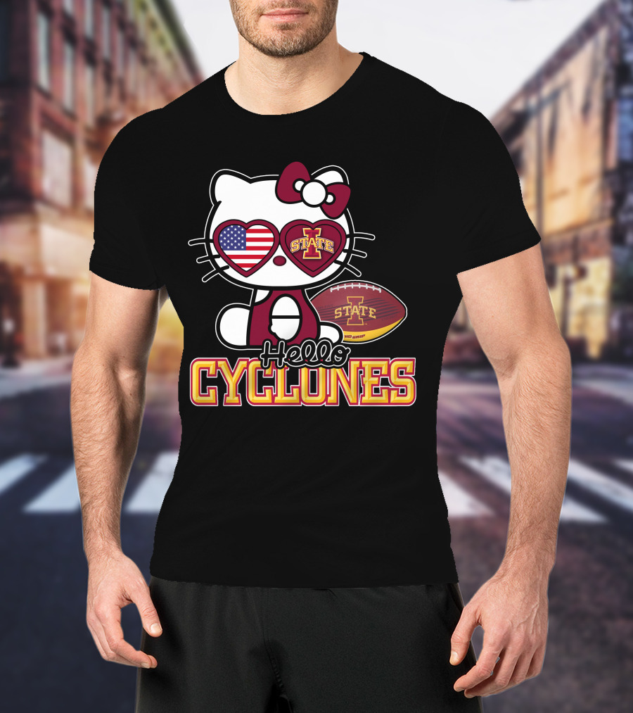 Hello Kitty Iowa State Cyclones Football American Flag T-Shirt