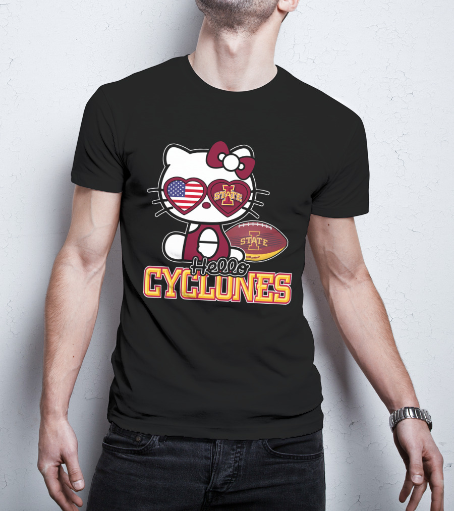 Hello Kitty Iowa State Cyclones Football American Flag T-Shirt